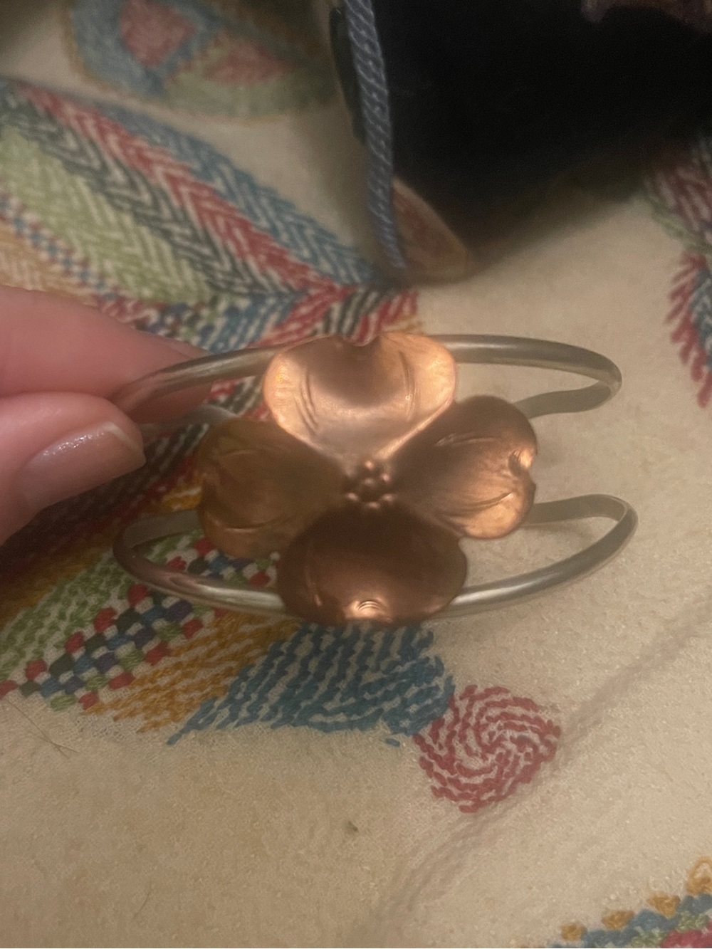 Handcrafted Copper Flower Cuff Bracelet - Women's Jewelry